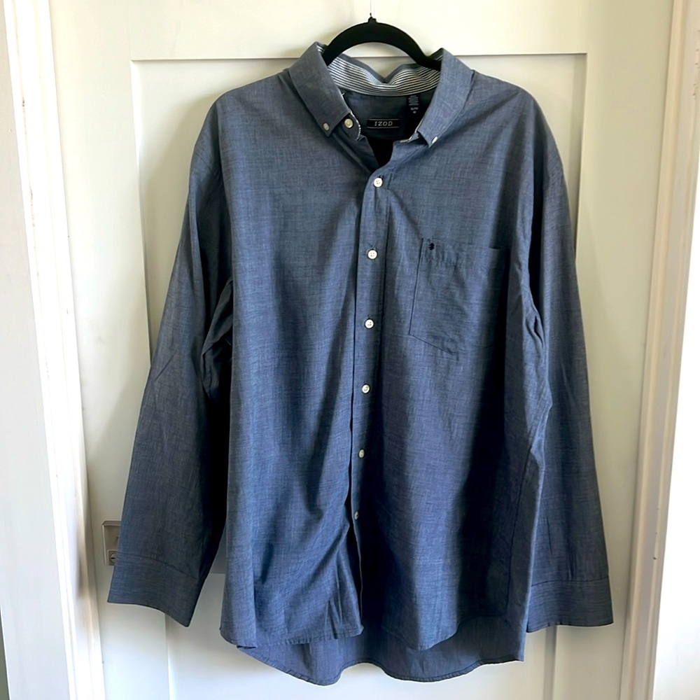 Men’s Izod button down shirt Sz XL NWT denim color